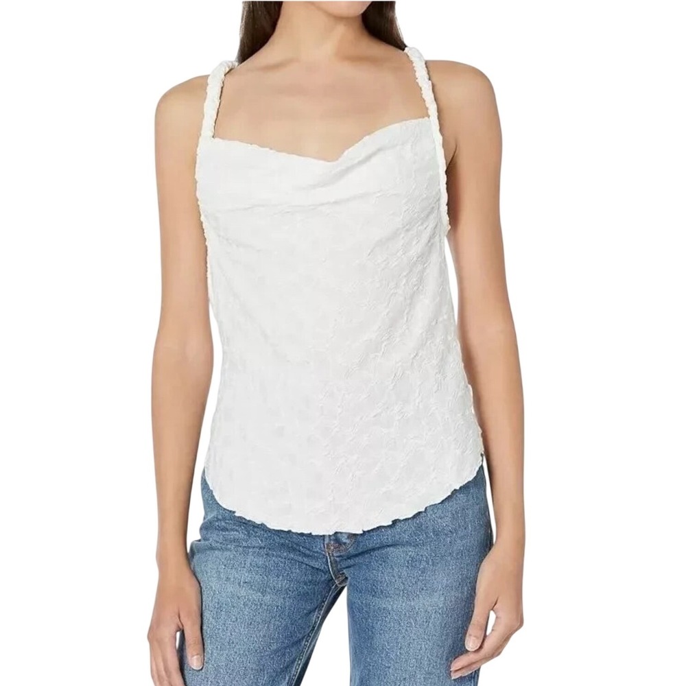 Free People White Textured Braided Halter Cowl Neck Top OB1704292 Womens Small - Picture 10 of 10